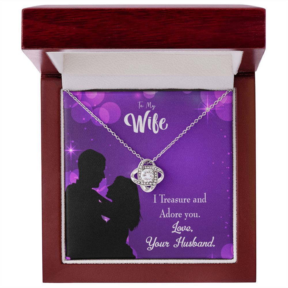 To My Wife I Treasure And Adore You Infinity Knot Necklace Message Card 80$